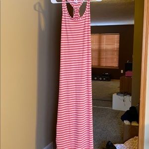 Red and White Striped Maxi Dress